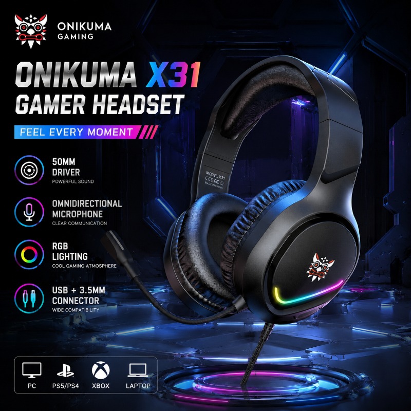 Gaming Console In Amazon - Słuchawki gamingowe ONIKUMA X31 Profesjonalne słuchawki